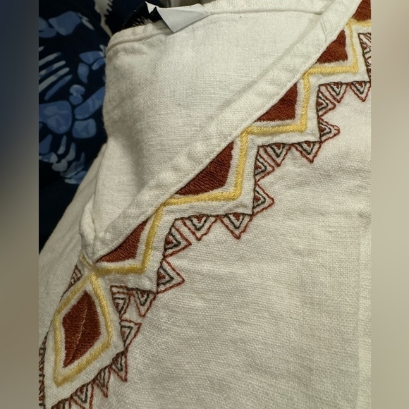 Sonoma Womens M Popover Top Linen V-Neck Short Sleeve Boho Aztec detail - Picture 4 of 6